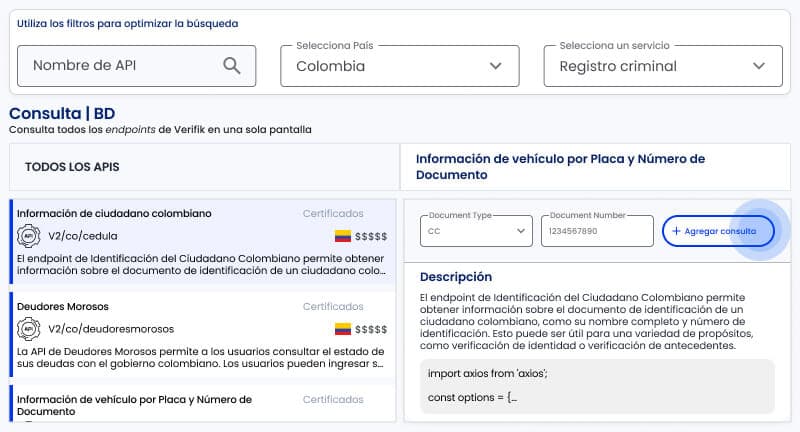 Paso 2: Introduce todos los campos necesarios para la consulta